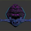 Vibrant Fantasy Creature with Glowing Antennae and Textured Blue Purple Body in Artistic Design