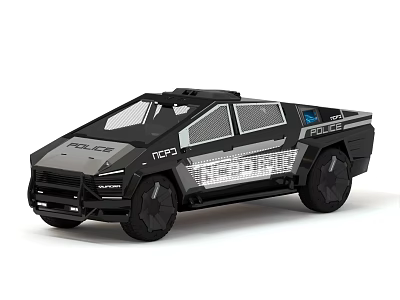 Futuristic Black Police Car With Bold Lines And Modern Design Features 3d model