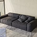 Modern Dark Gray Fabric Multi seater Sofa With Cushions On Marble Floor 3d model