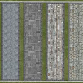 Decorative Garden Pathway Design With Various Stone Pavements And Green Grass Strips