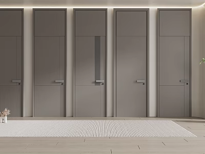 Modern Gray Hinged Doors With Sleek Design In Neatly Arranged Interior 3d model