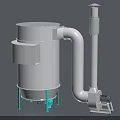 Industrial Drying Equipment Cylindrical Body With Connected Pipe Green Support Legs And Motor Component