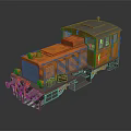 Orange Vintage Train 3D Rendered With Realistic Textures And Details