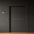 Black Modern Security Door Design With Handle Lock And House Number 3d model