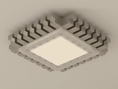 Modern Square Ceiling Light With Geometric Gray Frame And White Illuminated Panel 3d model
