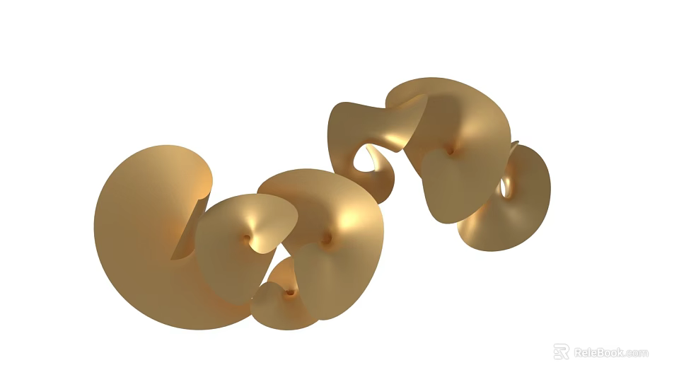 Golden Spiral Art Installation With Curved Shiny Sculptural Design Elements 3d model 