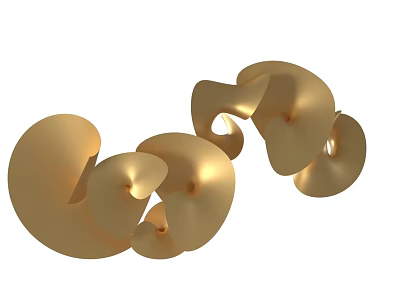 Golden Spiral Art Installation With Curved Shiny Sculptural Design Elements 3d model