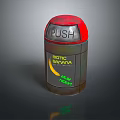 Biotic Banana Recycling Trash Bin With Push Red Lid And Banana Skin Label Design