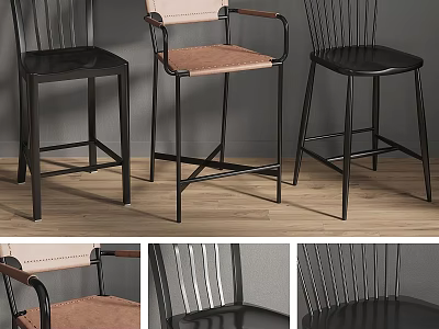 Modern Single Chair Designs With Metal Frame Leather And Fabric Seat Options 3d model