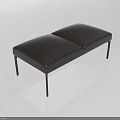 Modern Black Leather Sofa Bench With Two Seat Design And Metal Legs