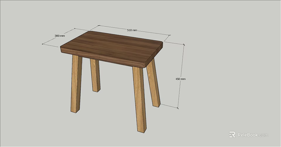 Solid Wood Stool With 380mm Length 380mm Width 450mm Height Simple Design 3d model
