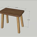 Solid Wood Stool With 380mm Length 380mm Width 450mm Height Simple Design 3d model