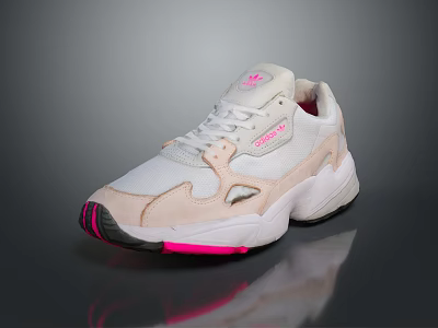 White And Beige Chunky Sneakers With Pink Accents Retro Breathable Mesh Upper And Thick Sole 3d model