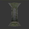 Detailed Stone Arch Bridge 3D Model Featuring Moss Covered Stone Arch Structure 3d model