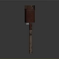 Rusty Metal Structure With Weathered Surface And Vertical Stand Base Design