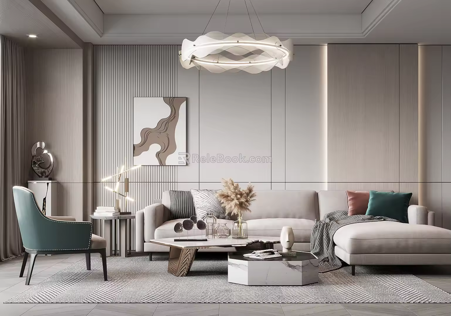 Modern sofa coffee table combination 3d model