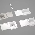 Modern White Bathroom Sinks With Various Countertop And Design Styles 3d model