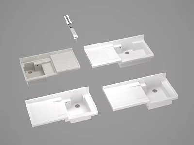 Modern White Bathroom Sinks With Various Countertop And Design Styles 3d model