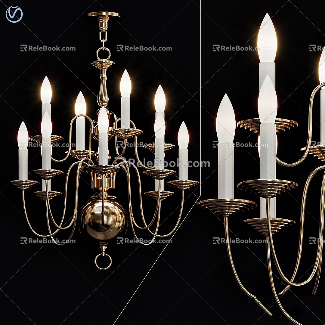 Retro chandelier six lights 3d model