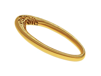 Gold Ring With Intricate Hollow Pattern And Shiny Smooth Band 3d model