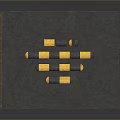 Neatly Arranged Yellow And Blue Striped Objects On Gray Platform Surface