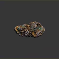 Vibrant Colored Stone And Wood Specimen Featuring Orange Green Blue Purple Tones And Label Tag