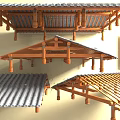 Traditional Wooden Ceiling Designs With Lattice Panels And Eave Style Frames 3d model