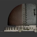 Cartoon Scene Showcasing Red Brick Dome Building With Decorative Base And Layered Platform