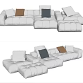 Modern White Modular Sectional Sofa With Brown Blue And White Pillows