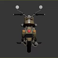 Gold Vintage Motorcycle With Brown Leather Seat And Shiny Metallic Engine