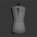 Shiny Silver Moka Pot With Black Handle On Reflective Surface