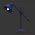 Blue Vintage Table Lamp With Adjustable Arm And Metal Base Design 3d model