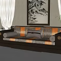 New Chinese-style three-person sofa 3d model