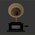 Vintage Gramophone Design With Copper Horn Black Base And Turntable