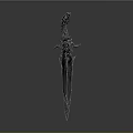 Decorative Medieval Fantasy Sword with Intricate Carved Hilt and Ornate Blade Design