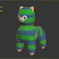 Cute Plush Llama Game Movie Character With Blue Green Stripes And Pink Ears Feet