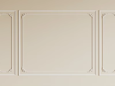 Decorative Lines Design On Beige Wall With Rectangular Ornate Frames Panels 3d model
