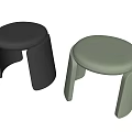 Modern Minimalist Beige and Gray Stools Featuring Leather Round Seat and Unique Leg Design