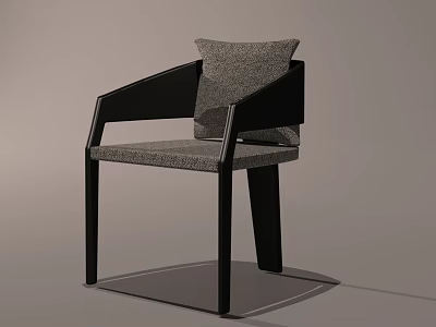 Stylish Modern Dining Chair with Black Frame Gray Cushion and Pillow 3d model
