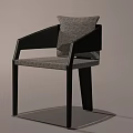 Stylish Modern Dining Chair with Black Frame Gray Cushion and Pillow