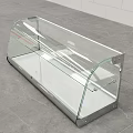 Transparent Glass Curved Display Case With Metal Frame For Retail Product