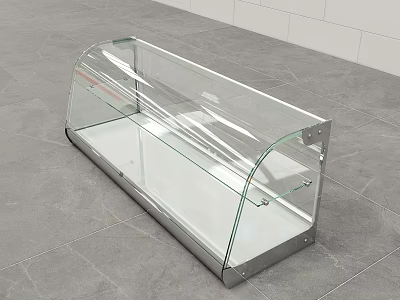 Transparent Glass Curved Display Case With Metal Frame For Retail Product 3d model