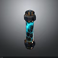 Futuristic Weapon Cylinder Shaped Design With Blue Glowing Core And Cracked Texture