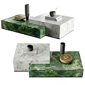 Stylish Green And White Marble Coffee Tables With Decorative Items On Top