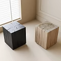 Two Modern Tree Stump Coffee Tables In Black And Wooden Design With Natural Texture
