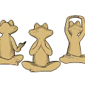 Ornamental Golden Frog Figurine Set Featuring Different Yoga Poses For Home Decor