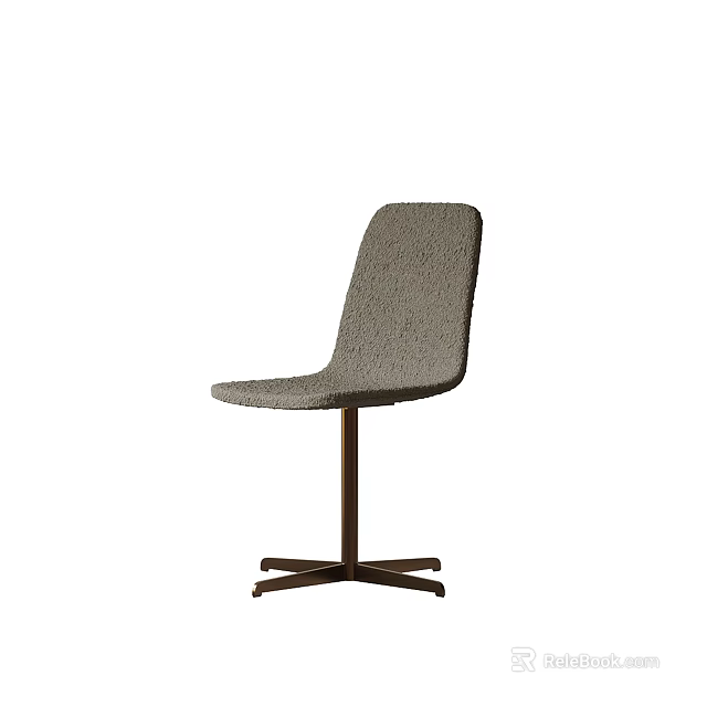 Gray Upholstered Fabric Office Chair With Dark Brown Cross Base And Modern Minimalist Design 3d model 