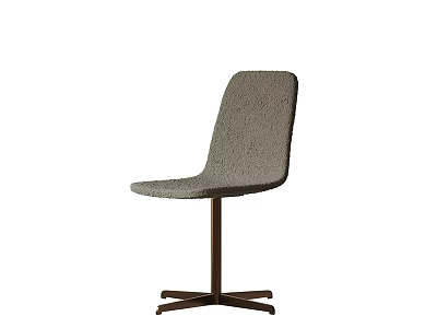 Gray Upholstered Fabric Office Chair With Dark Brown Cross Base And Modern Minimalist Design 3d model