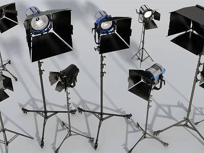 Studio Photography Lighting Equipment With Various Types And Tripod Stands 3d model