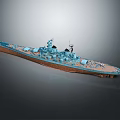 Detailed Warship Model Display With Blue Hull Brown Deck And Upper Structure Details 3d model